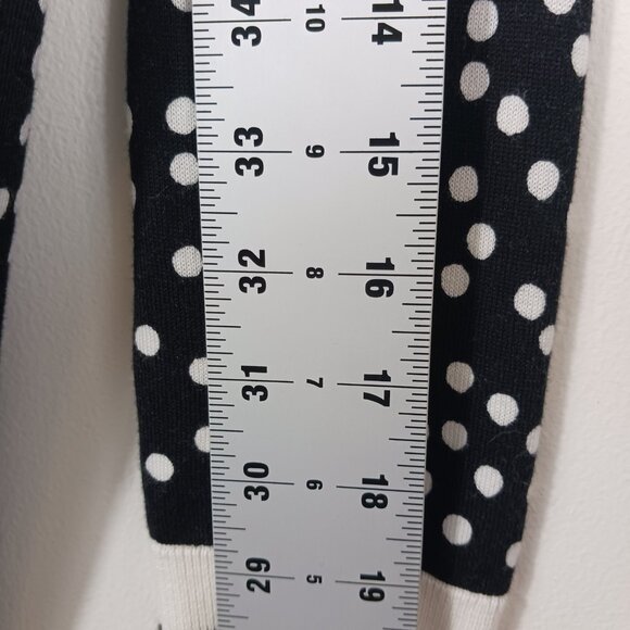 Talbots Medium Cardigan Sweater, Black/White Polka Dot, 3/4 Sleeve, Light Weight - Picture 13 of 16